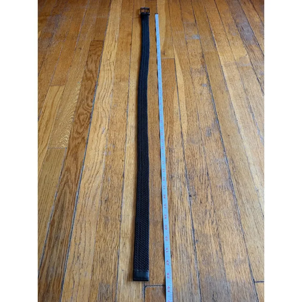 Original PENGUIN Black Stretch Woven Belt w/Leather Trim sz 36